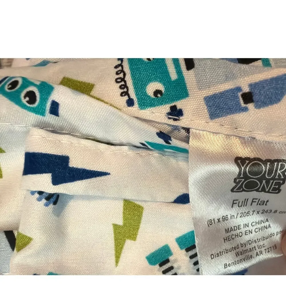 Your Zone Full Size Blue Robots Microfiber Sheet Set, Bed Sheets
